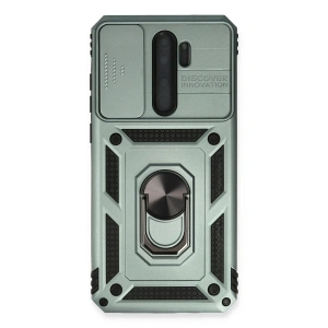Mey İthalat®   Redmi Note 8 Pro Kılıf Pars Lens Yüzüklü Silikon - Yeşil