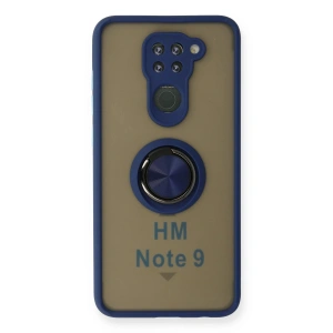 Mey İthalat®   Redmi Note 9 Kılıf Montreal Yüzüklü Silikon Kapak - Lacivert