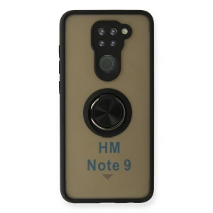 Mey İthalat®   Redmi Note 9 Kılıf Montreal Yüzüklü Silikon Kapak - Siyah