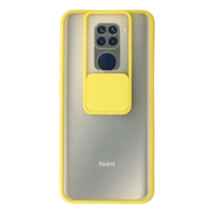Mey İthalat®   Redmi Note 9 Kılıf Palm Buzlu Kamera Sürgülü Silikon - Sarı