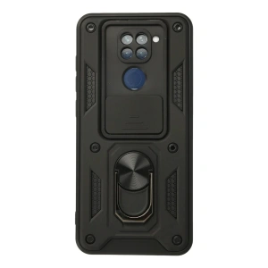 Mey İthalat®   Redmi Note 9 Kılıf Pars Lens Yüzüklü Silikon - Siyah