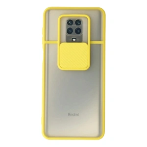 Mey İthalat®   Redmi Note 9 Pro Kılıf Palm Buzlu Kamera Sürgülü Silikon - Sarı