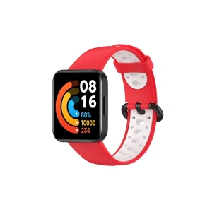 Mey İthalat® Redmi Watch 2 Spor Delikli Kordon - Kırmızı-Beyaz