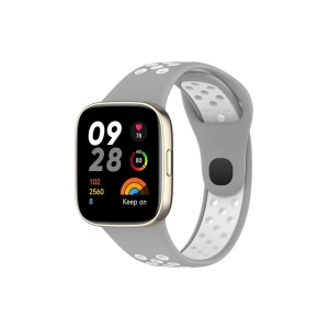 Mey İthalat®   Redmi Watch 3 Spor Delikli Kordon - Gri-Beyaz