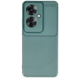Mey İthalat®   Reno 11F Kılıf Auto Focus Karbon Kapak - Koyu Yeşil