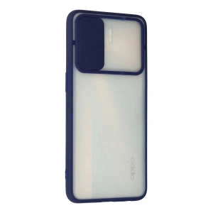 Mey İthalat®   Reno 4 Lite Kılıf Palm Buzlu Kamera Sürgülü Silikon - Lacivert