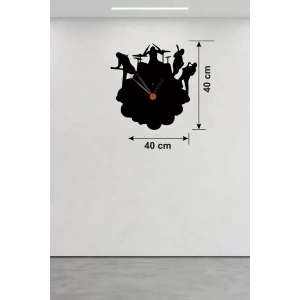 Mey İthalat® Rock Band ve Müzik Temalı Ahşap Duvar Saati - 40x40 cm Lazer Kesim