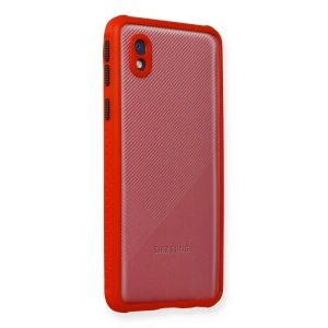 Mey İthalat®  Samsung Galaxy A01 Core Kılıf Miami Şeffaf Silikon - Kırmızı