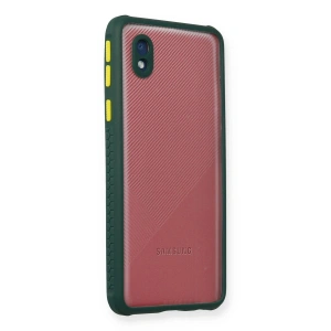 Mey İthalat®  Samsung Galaxy A01 Core Kılıf Miami Şeffaf Silikon - Koyu Yeşil