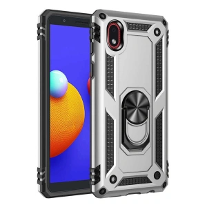 Mey İthalat® Samsung Galaxy A01 Core Kılıf Sofya Yüzüklü Silikon Kapak - Gümüş