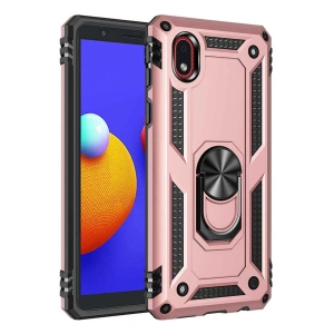 Mey İthalat® Samsung Galaxy A01 Core Kılıf Sofya Yüzüklü Silikon Kapak - Rose