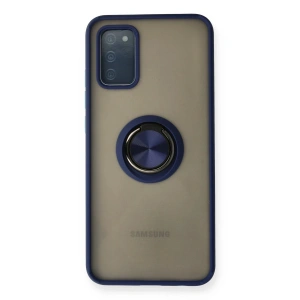 Mey İthalat®  Samsung Galaxy A02S Kılıf Montreal Yüzüklü Silikon Kapak - Lacivert