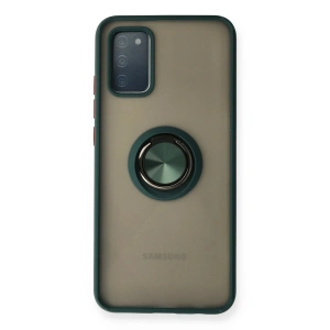 Mey İthalat®  Samsung Galaxy A02S Kılıf Montreal Yüzüklü Silikon Kapak - Yeşil