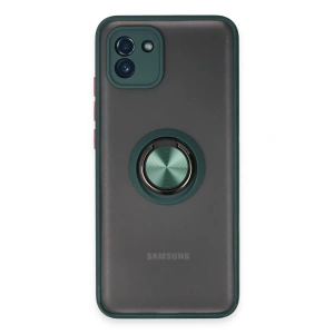 Mey İthalat® Samsung Galaxy A03 Kılıf Montreal Yüzüklü Silikon Kapak - Yeşil