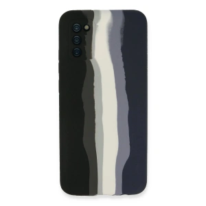 Mey İthalat®  Samsung Galaxy A03S Kılıf Ebruli Lansman Silikon - Siyah-Lacivert