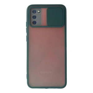 Mey İthalat®  Samsung Galaxy A03S Kılıf Palm Buzlu Kamera Sürgülü Silikon - Yeşil