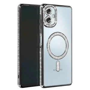 Mey İthalat®  Samsung Galaxy A06 Joke Simli Magneticsafe Kılıf - Siyah