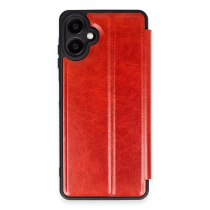 Mey İthalat®  Samsung Galaxy A06 Kılıf Flip Cover - Kırmızı