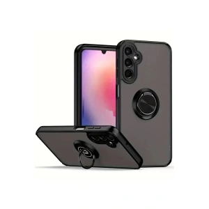 Mey İthalat®  Samsung Galaxy A16 5G Kılıf Montreal Yüzüklü Silikon Kapak - Siyah