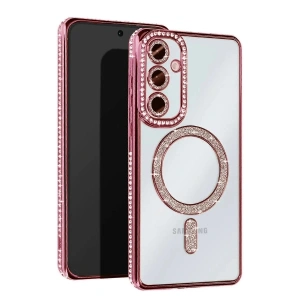 Mey İthalat®  Samsung Galaxy A17 5G Joke Simli Magneticsafe Kılıf - Pembe