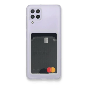 Mey İthalat®  Samsung Galaxy A22 Kılıf Kart Şeffaf Silikon - Şeffaf