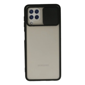 Mey İthalat®  Samsung Galaxy A22 Kılıf Palm Buzlu Kamera Sürgülü Silikon - Siyah