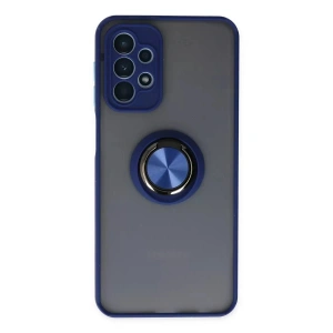 Mey İthalat®  Samsung Galaxy A23 4G Kılıf Montreal Yüzüklü Silikon Kapak - Lacivert