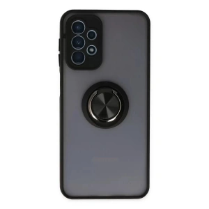 Mey İthalat®  Samsung Galaxy A23 4G Kılıf Montreal Yüzüklü Silikon Kapak - Siyah