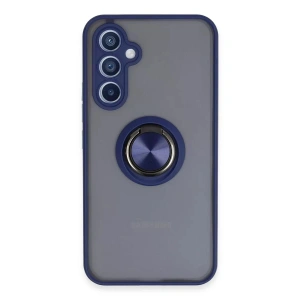 Mey İthalat®  Samsung Galaxy A34 5G Kılıf Montreal Yüzüklü Silikon Kapak - Lacivert