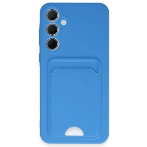 Mey İthalat®  Samsung Galaxy A35 5G Kılıf Kelvin Kartvizitli Silikon - Mavi