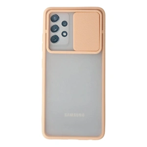 Mey İthalat®  Samsung Galaxy A52 Kılıf Palm Buzlu Kamera Sürgülü Silikon - Pembe