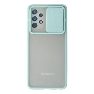 Mey İthalat®  Samsung Galaxy A52 Kılıf Palm Buzlu Kamera Sürgülü Silikon - Turkuaz