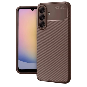 Mey İthalat®  Samsung Galaxy A56 Kılıf Auto Focus Karbon Kapak - Kahverengi