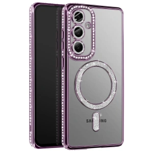 Mey İthalat®  Samsung Galaxy A57 5G Joke Simli Magneticsafe Kılıf - Derin Mor