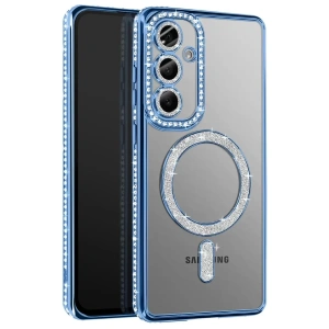 Mey İthalat®  Samsung Galaxy A57 5G Joke Simli Magneticsafe Kılıf - Mavi