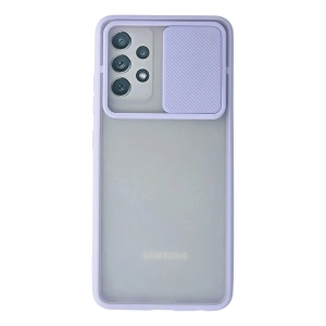 Mey İthalat®  Samsung Galaxy A72 Kılıf Palm Buzlu Kamera Sürgülü Silikon - Lila