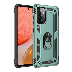 Mey İthalat®  Samsung Galaxy A72 Kılıf Sofya Yüzüklü Silikon Kapak - Yeşil