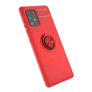 Mey İthalat® Samsung Galaxy A91 / S10 Lite Kılıf Range Yüzüklü Silikon - Kırmızı