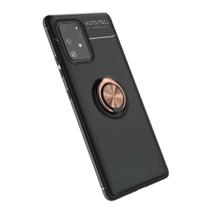 Mey İthalat®  Samsung Galaxy A91 / S10 Lite Kılıf Range Yüzüklü Silikon - Siyah-Gold