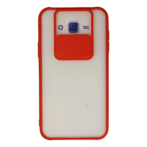 Mey İthalat®  Samsung Galaxy J7 Kılıf Palm Buzlu Kamera Sürgülü Silikon - Kırmızı