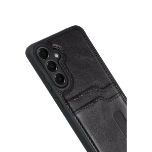 Mey İthalat®  Samsung Galaxy M15 Sara Kartvizitli Deri Kılıf - Siyah