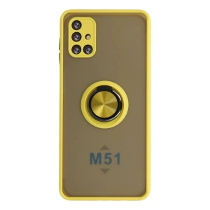 Mey İthalat®  Samsung Galaxy M51 Kılıf Montreal Yüzüklü Silikon Kapak - Sarı