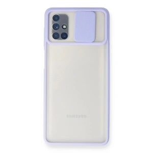 Mey İthalat®  Samsung Galaxy M51 Kılıf Palm Buzlu Kamera Sürgülü Silikon - Lila