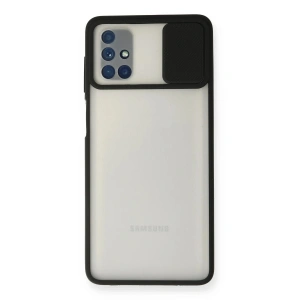Mey İthalat®  Samsung Galaxy M51 Kılıf Palm Buzlu Kamera Sürgülü Silikon - Siyah