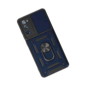 Mey İthalat®  Samsung Galaxy S20 FE Kılıf Pars Lens Yüzüklü Silikon - Lacivert