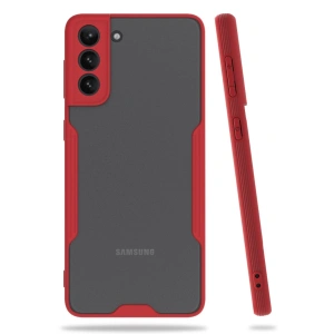 Mey İthalat® Samsung Galaxy S21 Plus Kılıf Platin Silikon - Kırmızı