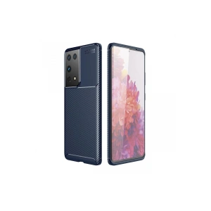 Mey İthalat® Samsung Galaxy S21 Ultra Kılıf Auto Focus Karbon Kapak - Lacivert