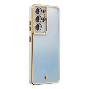 Mey İthalat®  Samsung Galaxy S21 Ultra Kılıf Liva Lens Silikon - Beyaz