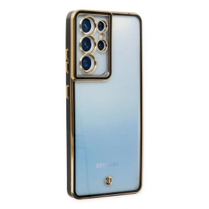 Mey İthalat®  Samsung Galaxy S21 Ultra Kılıf Liva Lens Silikon - Siyah