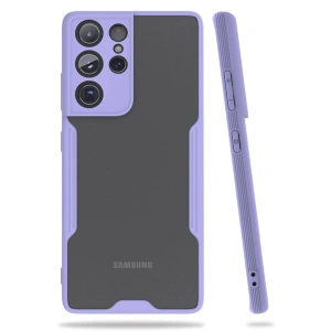 Mey İthalat®  Samsung Galaxy S21 Ultra Kılıf Platin Silikon - Lila